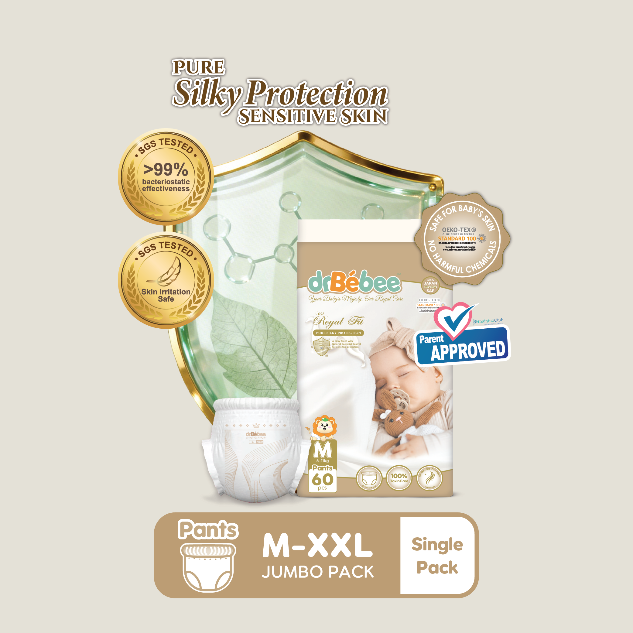 drBébee™ ខោទឹកនោម Royal Fit ប្រភេទកញ្ចប់តូច